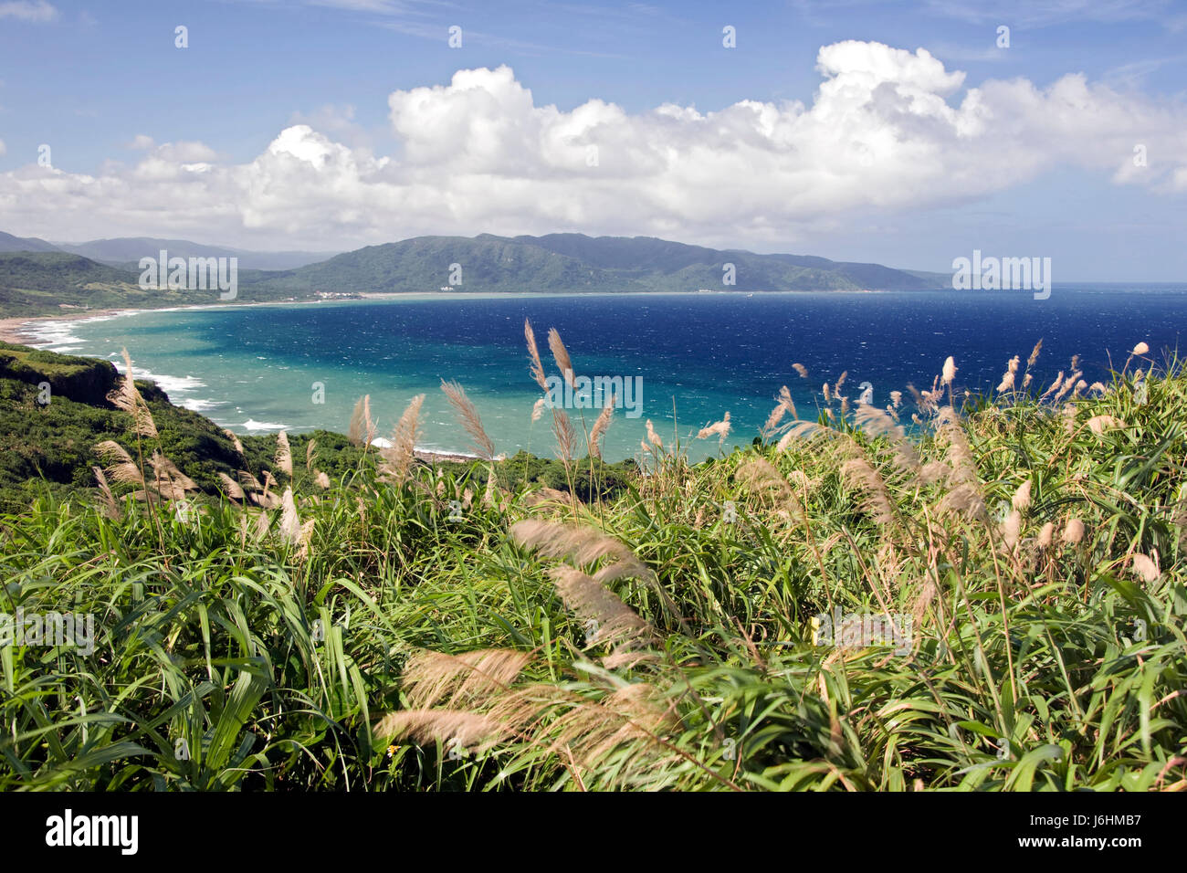 Blue belle beauteously nice beach la plage de bord de mer vue vue Banque D'Images