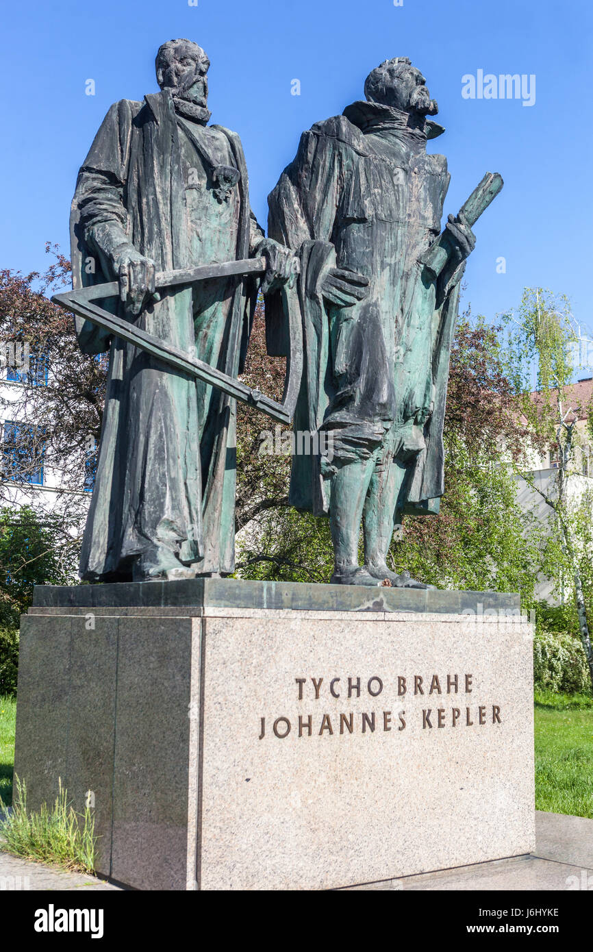 Mémorial aux astronomes de Prague Tycho Brahe et Johannes Kepler, République tchèque de Prague, Europe Banque D'Images