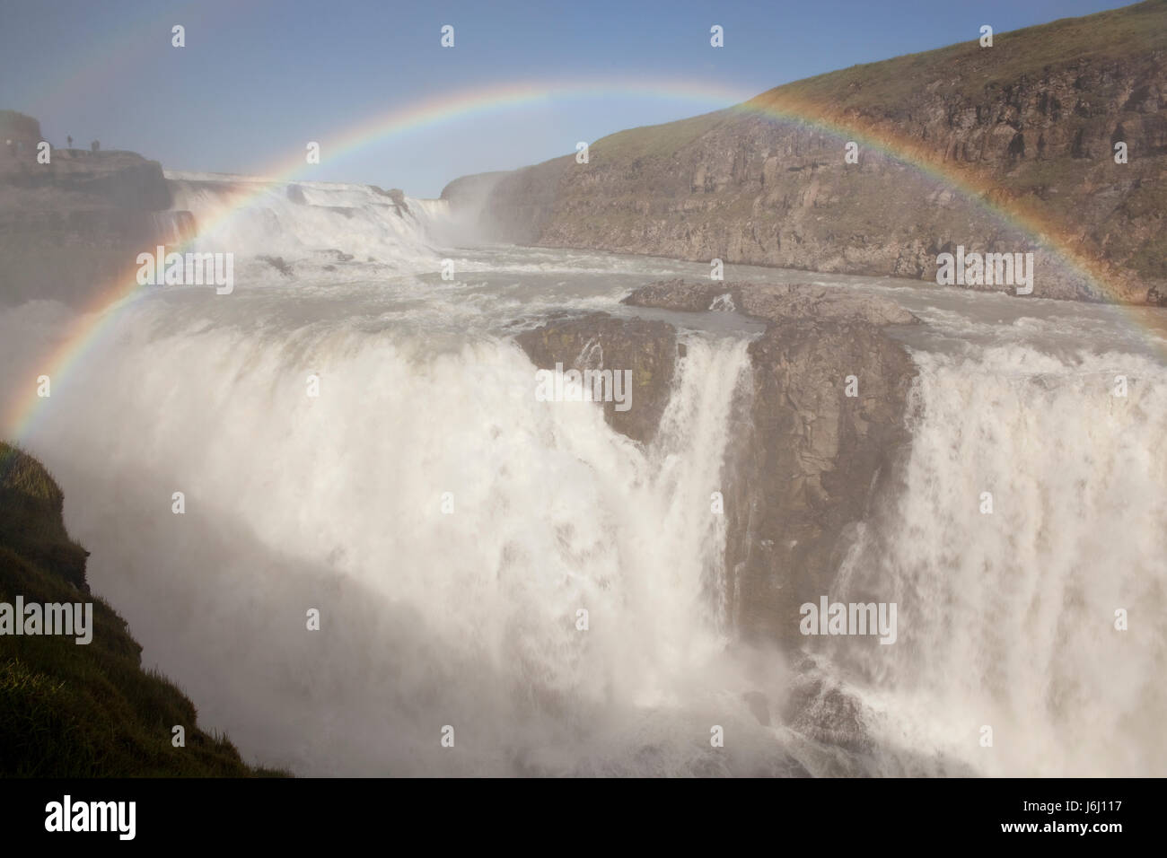 Golden cascade cascade cercle arc-en-ciel arc-en-ciel d'or de la cataracte de l'islande Banque D'Images