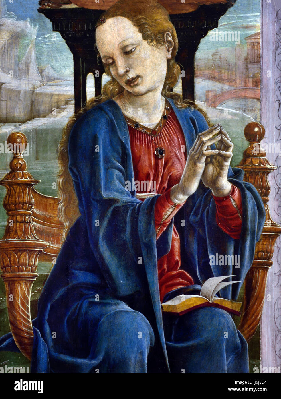 La Vierge Annunciate 1475-80 Cosimo Tura 1431 - 1495 Italie Italien l'Annonciation représente l'histoire biblique dans laquelle Archange Gabriel annonce à la Vierge Marie qu'elle a été choisie pour être la mère de Jésus.Annonciation, bénie, Vierge Marie, l'annonce par l'ange Gabriel, Marie qu'elle concevrait, porte un fils par une naissance vierge, devient la mère de Jésus-Christ, le Messie chrétien et le fils de Dieu, l'incarnation, Banque D'Images