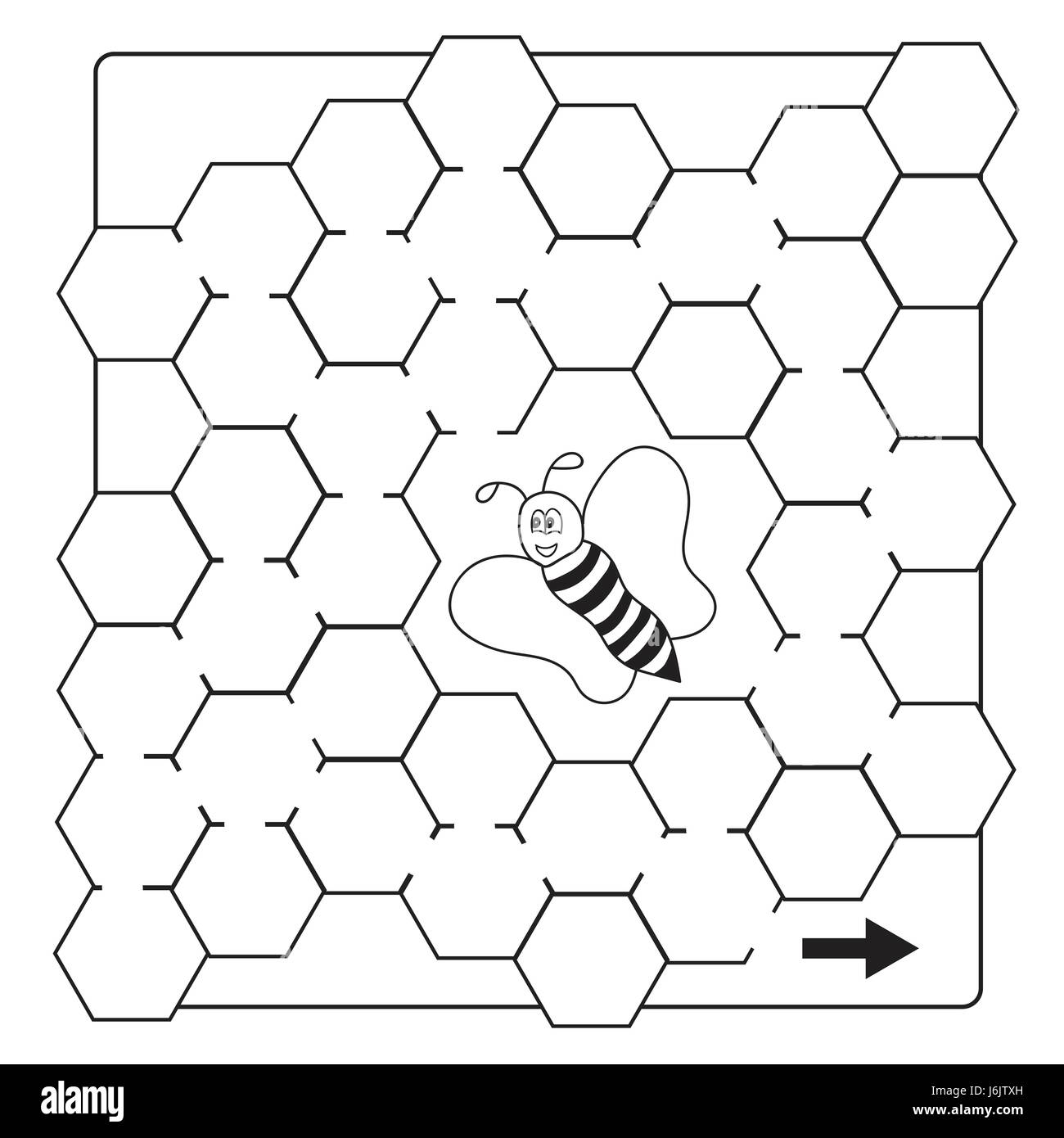 Bee Cartoon jeu de labyrinthe - pages à colorier pour les enfants Illustration de Vecteur