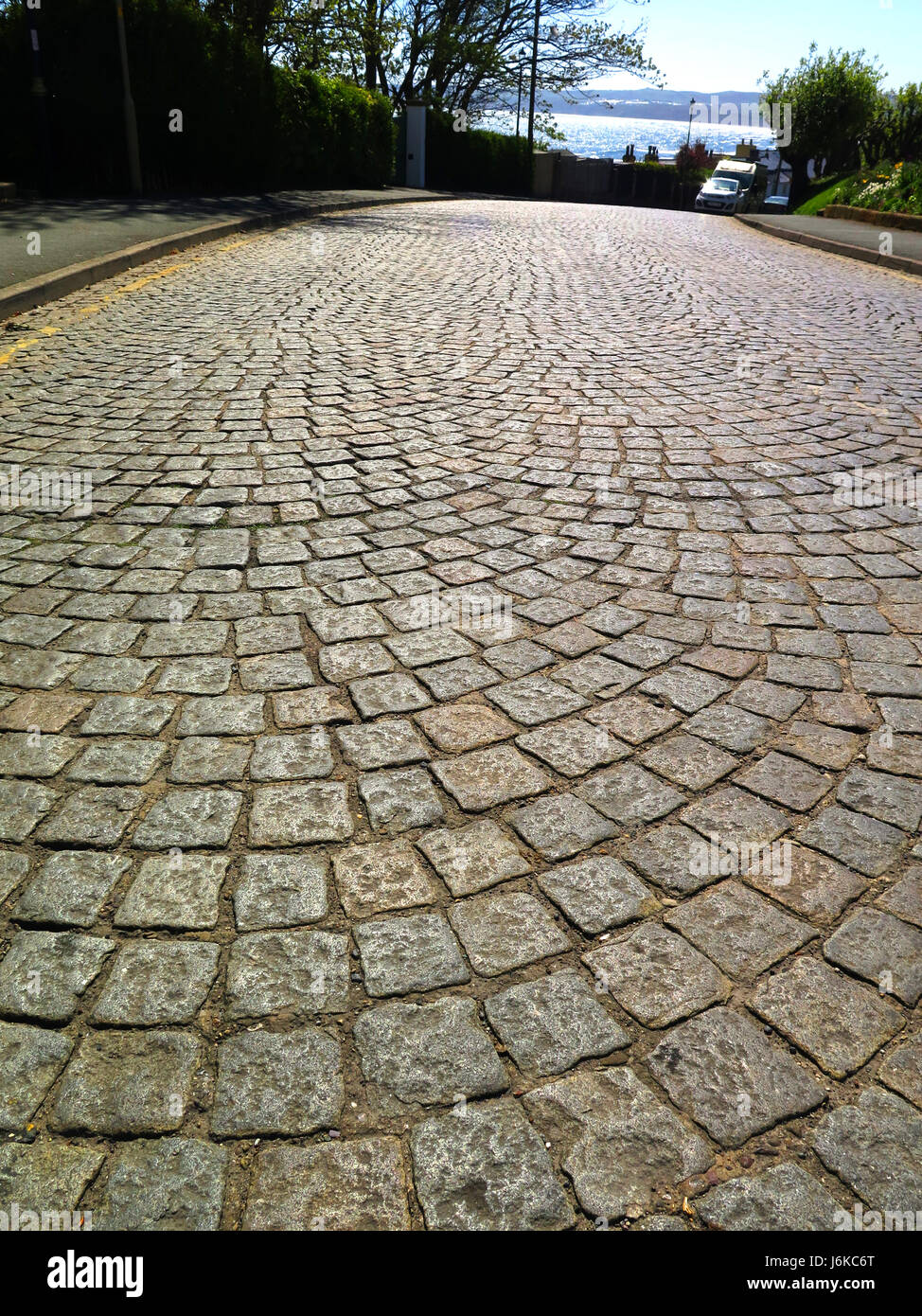 Road cobble stones UK Filey Banque D'Images