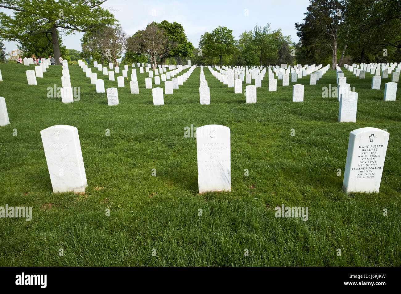 Les rangées de pierres tombales blanches au cimetière d'Arlington Washington DC USA Banque D'Images