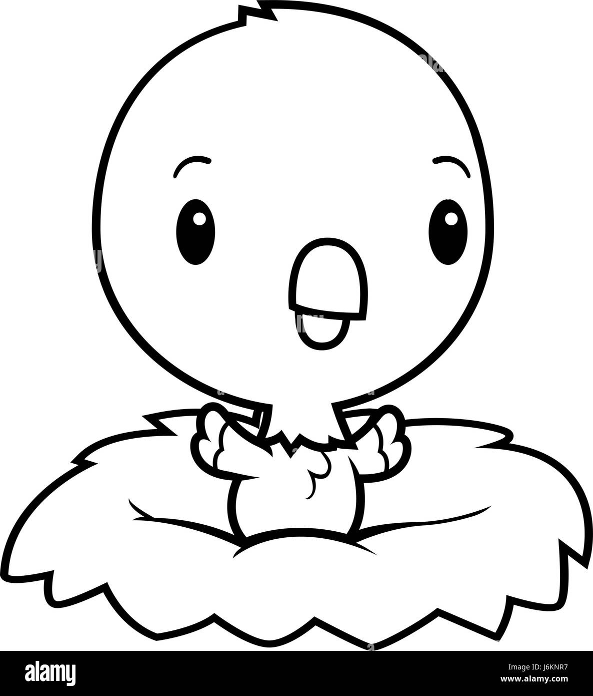 Illustration d'une caricature d'un bébé perroquet dans un nid. Illustration de Vecteur