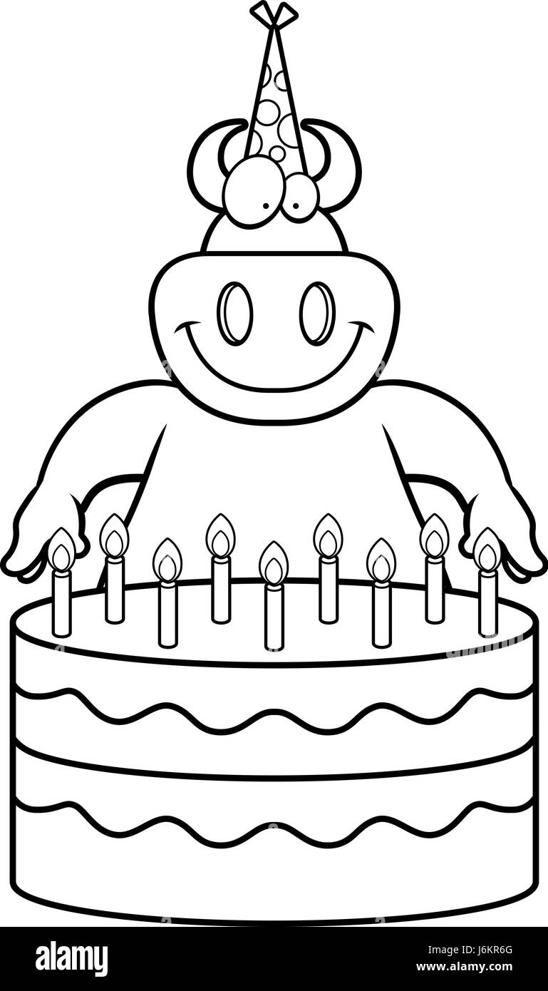 Illustration D Un Dessin D Un Diable Avec Un Gateau D Anniversaire Image Vectorielle Stock Alamy