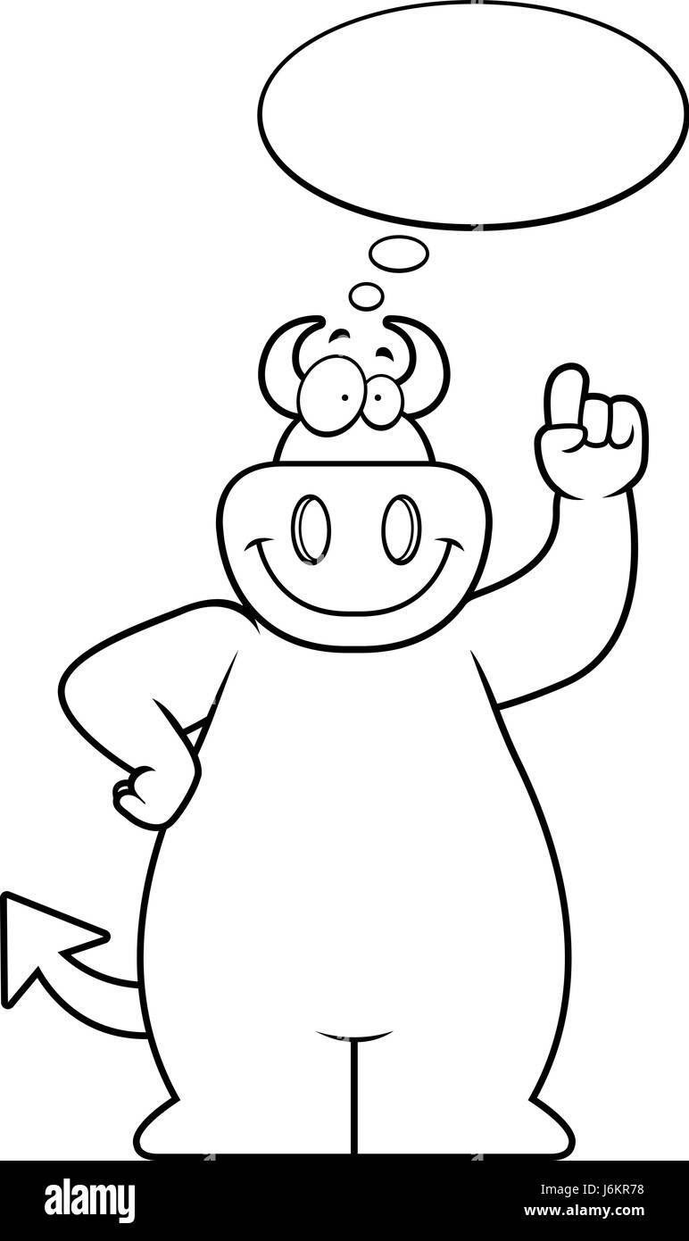 Illustration d'un dessin d'un diable de penser. Illustration de Vecteur