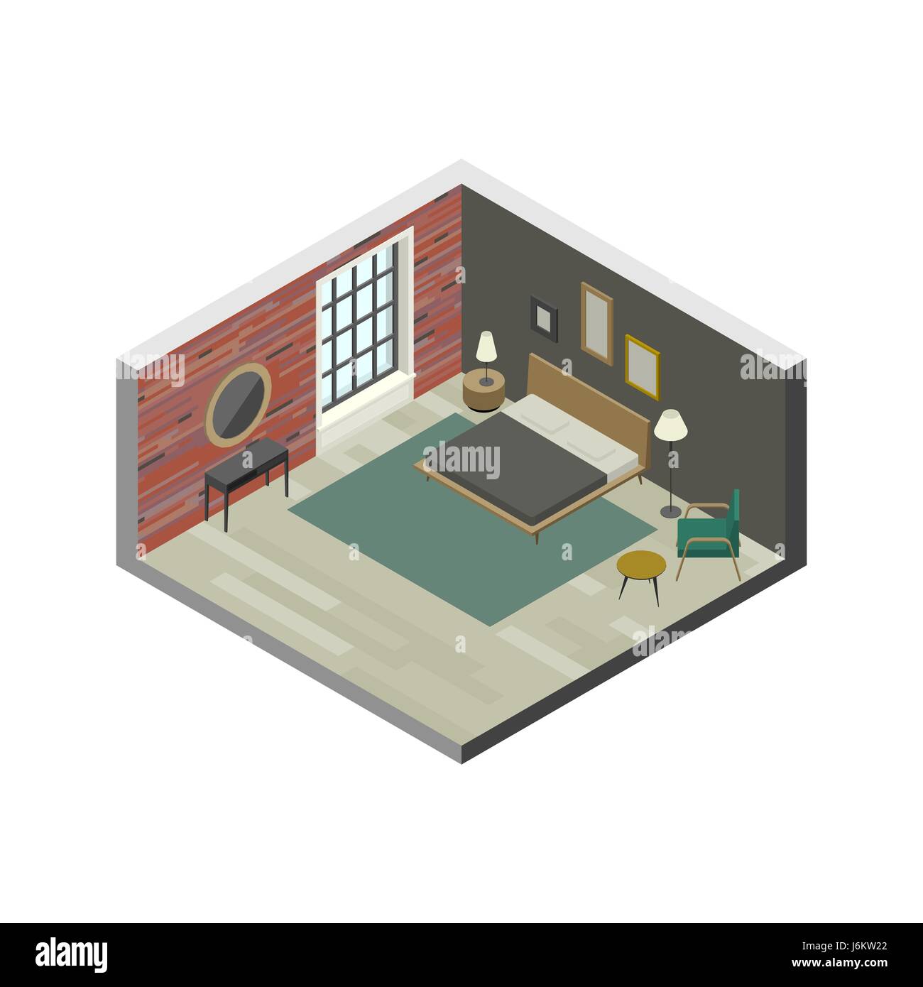 En chambre vue isométrique Illustration de Vecteur