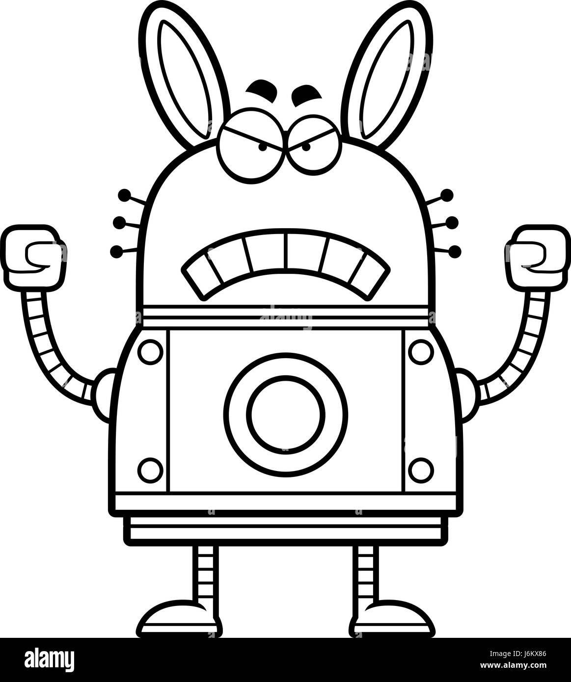 Une Illustration Dun Dessin Animé Lapin Robot à La Colère
