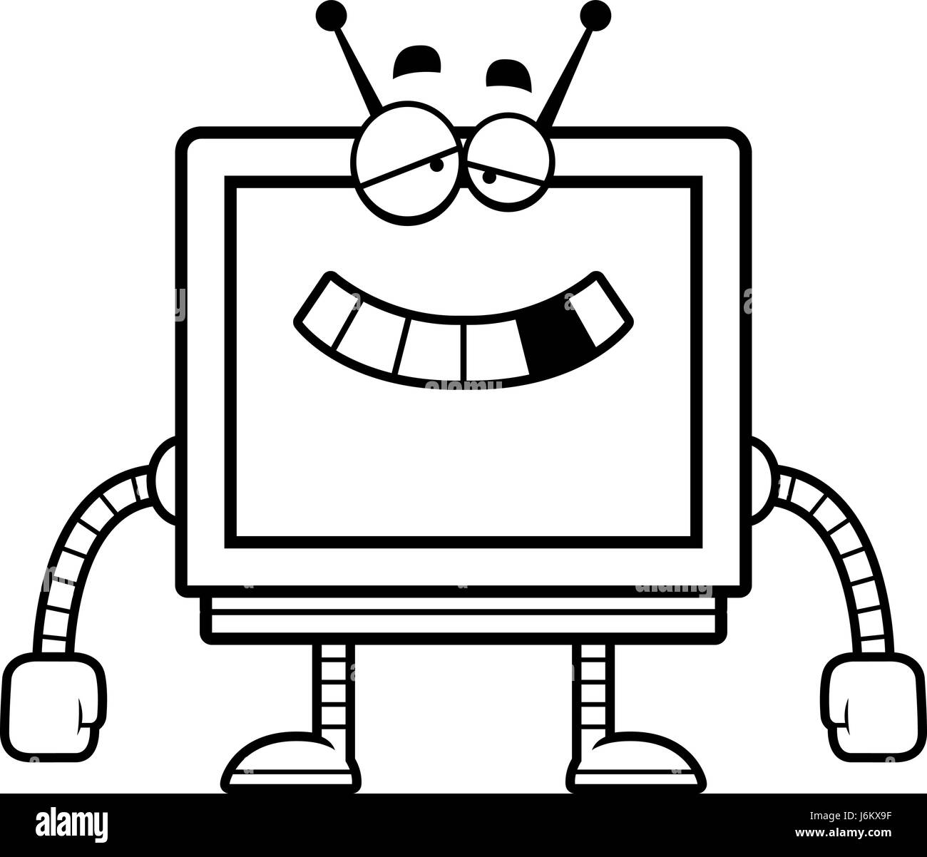 Un cartoon illustration d'un ordinateur défectueux contrôler robot. Illustration de Vecteur