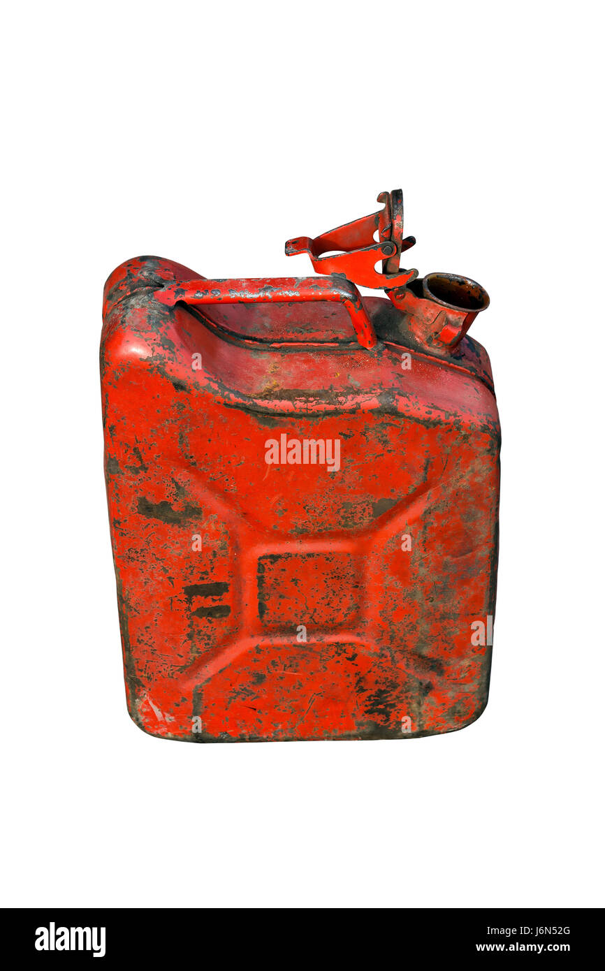 Vieille essence endommagé peut isolé sur fond blanc Banque D'Images