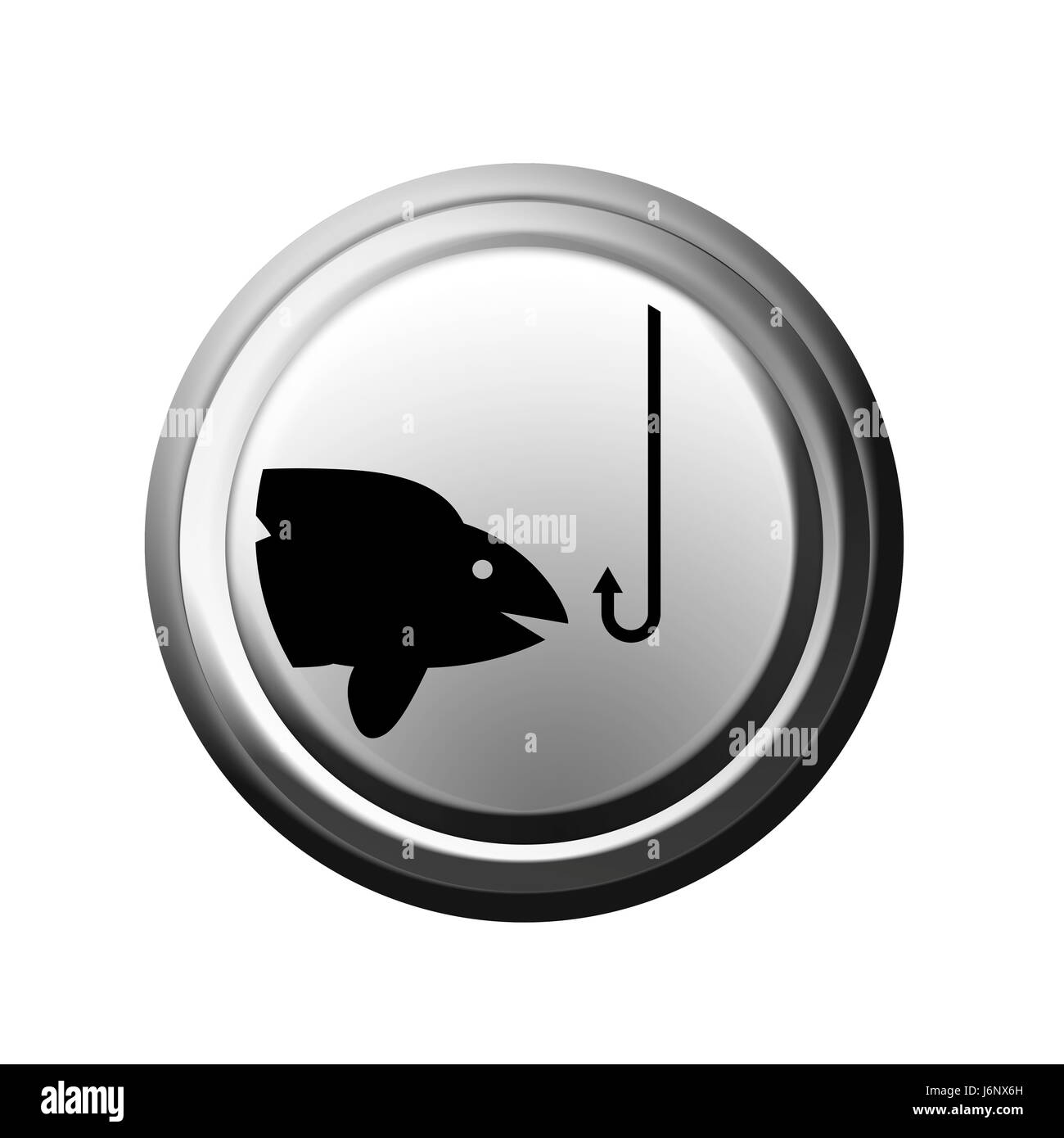 L'angle de la pêche du poisson bouton crochet canne à pêche pêche à la ligne en option isolés Banque D'Images