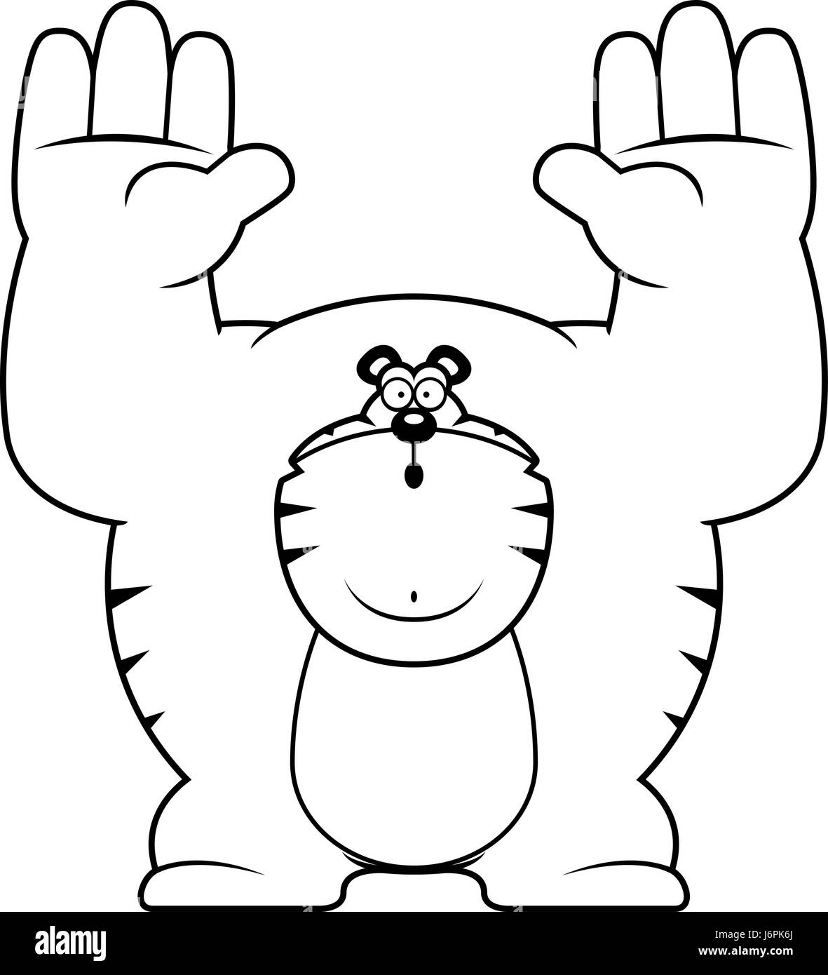 Illustration d'une caricature d'un tigre de se rendre. Illustration de Vecteur