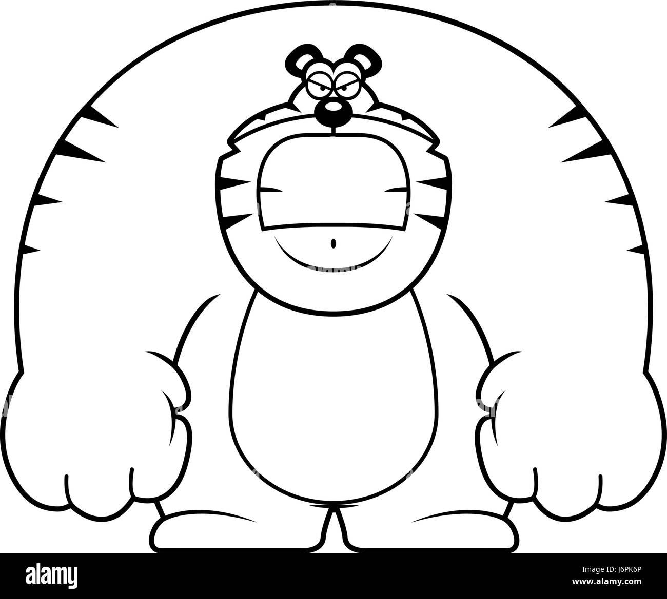 Illustration d'une caricature d'un tigre à la colère. Illustration de Vecteur