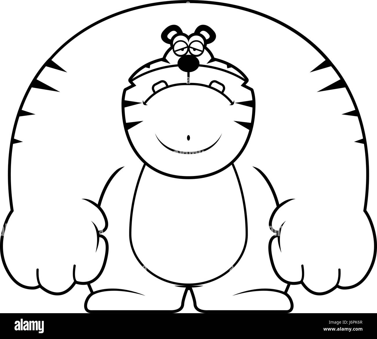 Illustration d'une caricature d'un tigre à la triste. Illustration de Vecteur