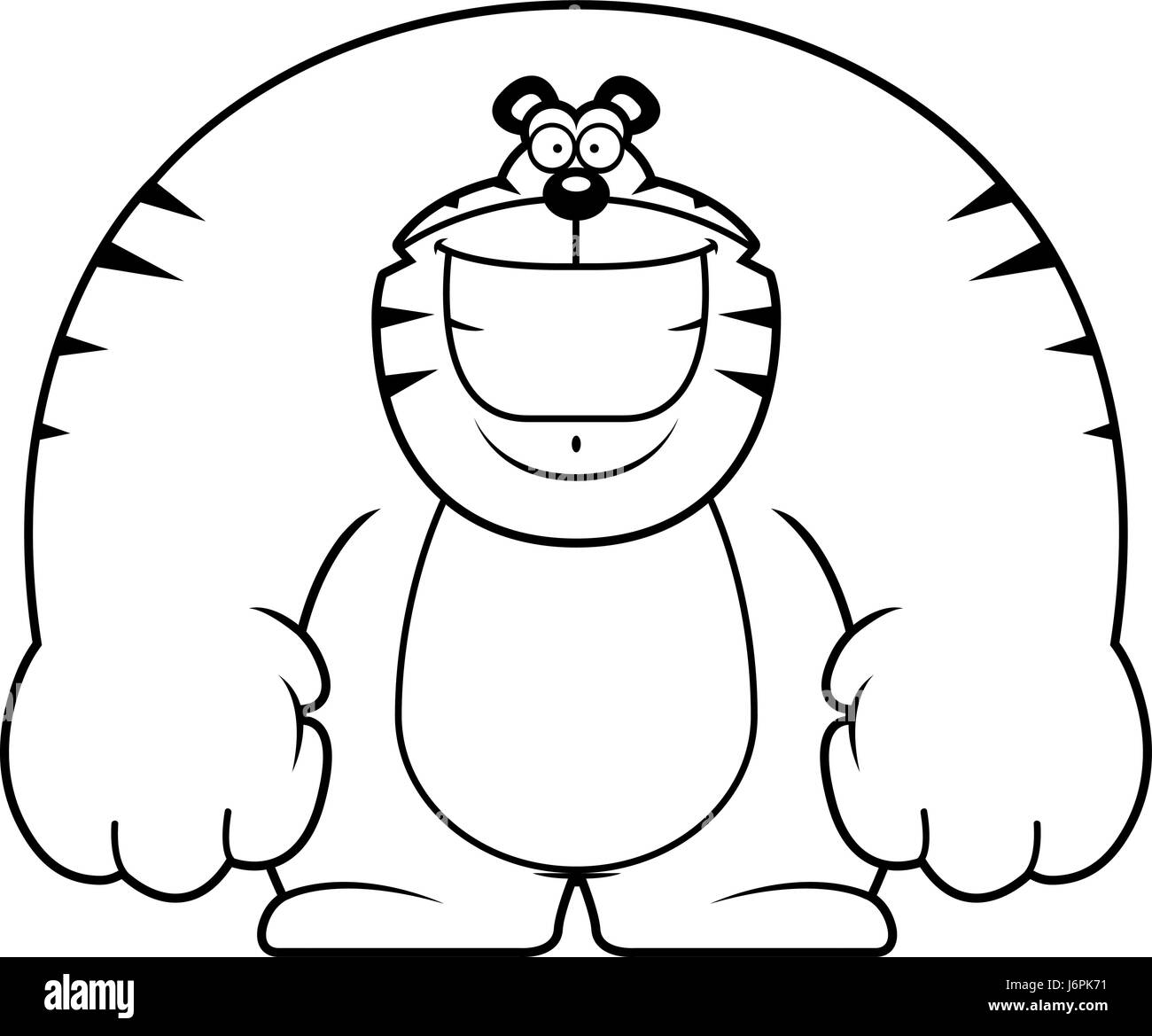 Illustration d'une caricature d'un tigre souriant. Illustration de Vecteur
