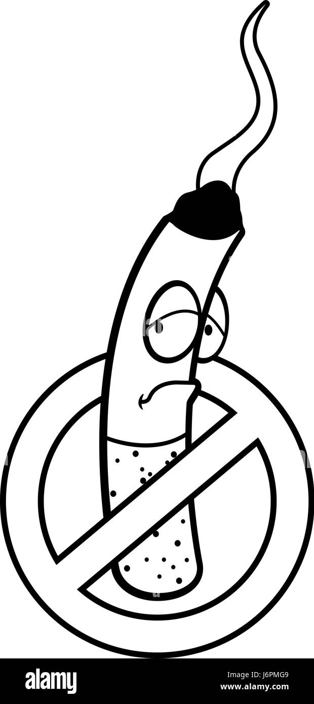 Un dessin de cigarette dans un symbole non fumeur. Illustration de Vecteur