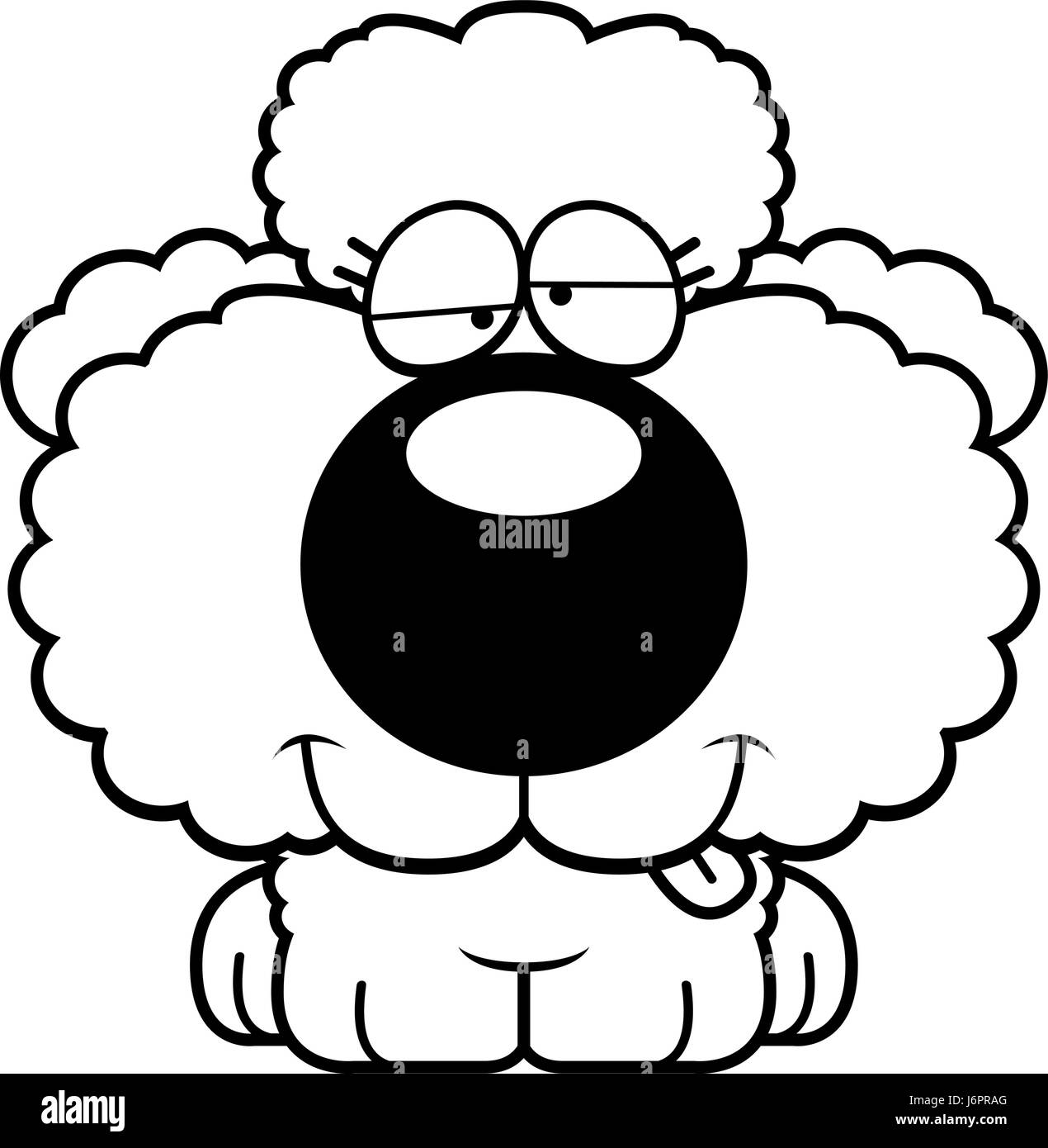 Illustration d'une caricature d'un caniche chiot avec une expression de Goofy. Illustration de Vecteur