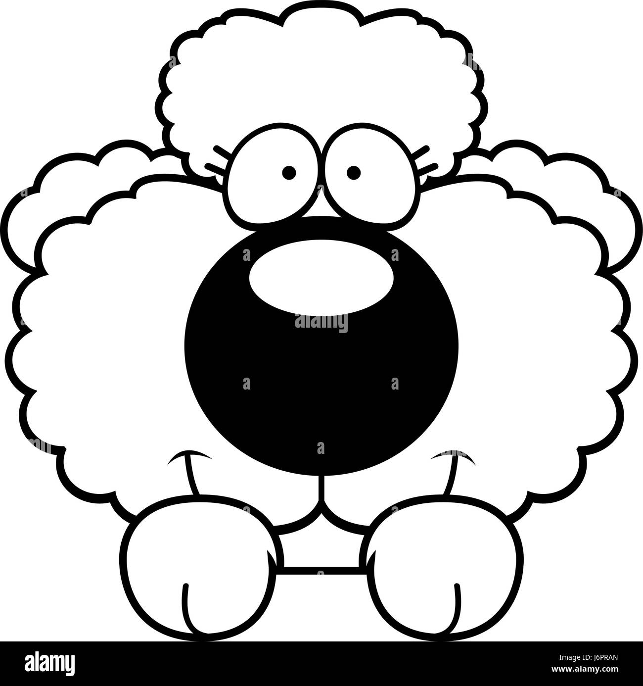 Illustration d'une caricature d'un caniche chiot peeking sur un objet. Illustration de Vecteur