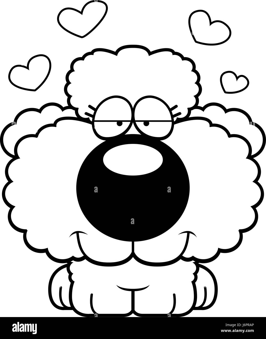 Illustration d'une caricature d'un caniche chiot avec une expression dans l'amour. Illustration de Vecteur