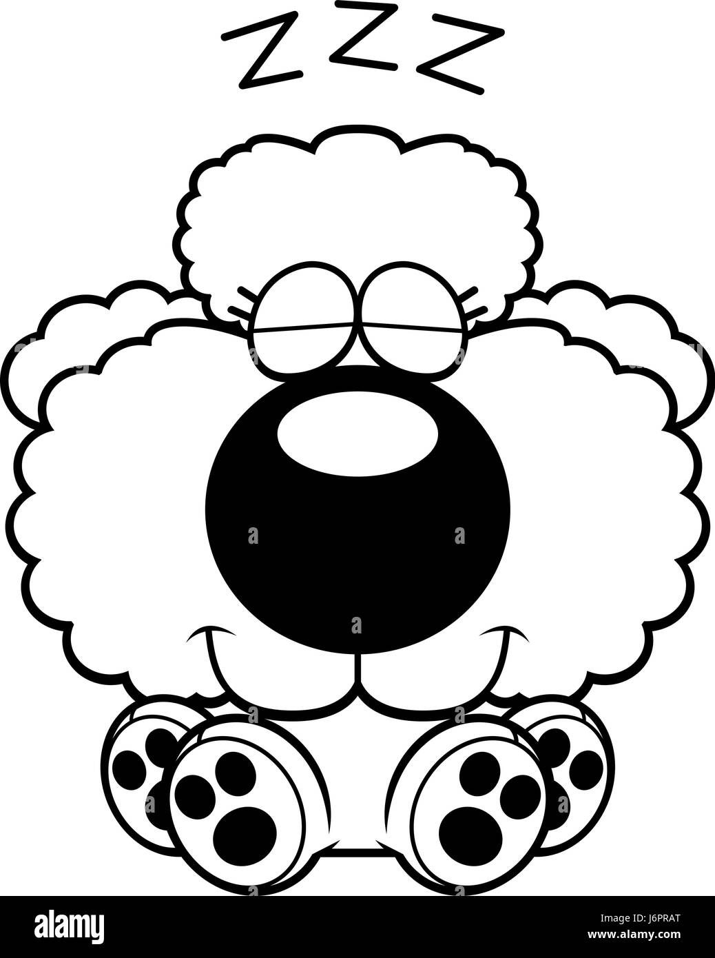 Illustration d'une caricature d'un caniche chiot prendre une sieste. Illustration de Vecteur