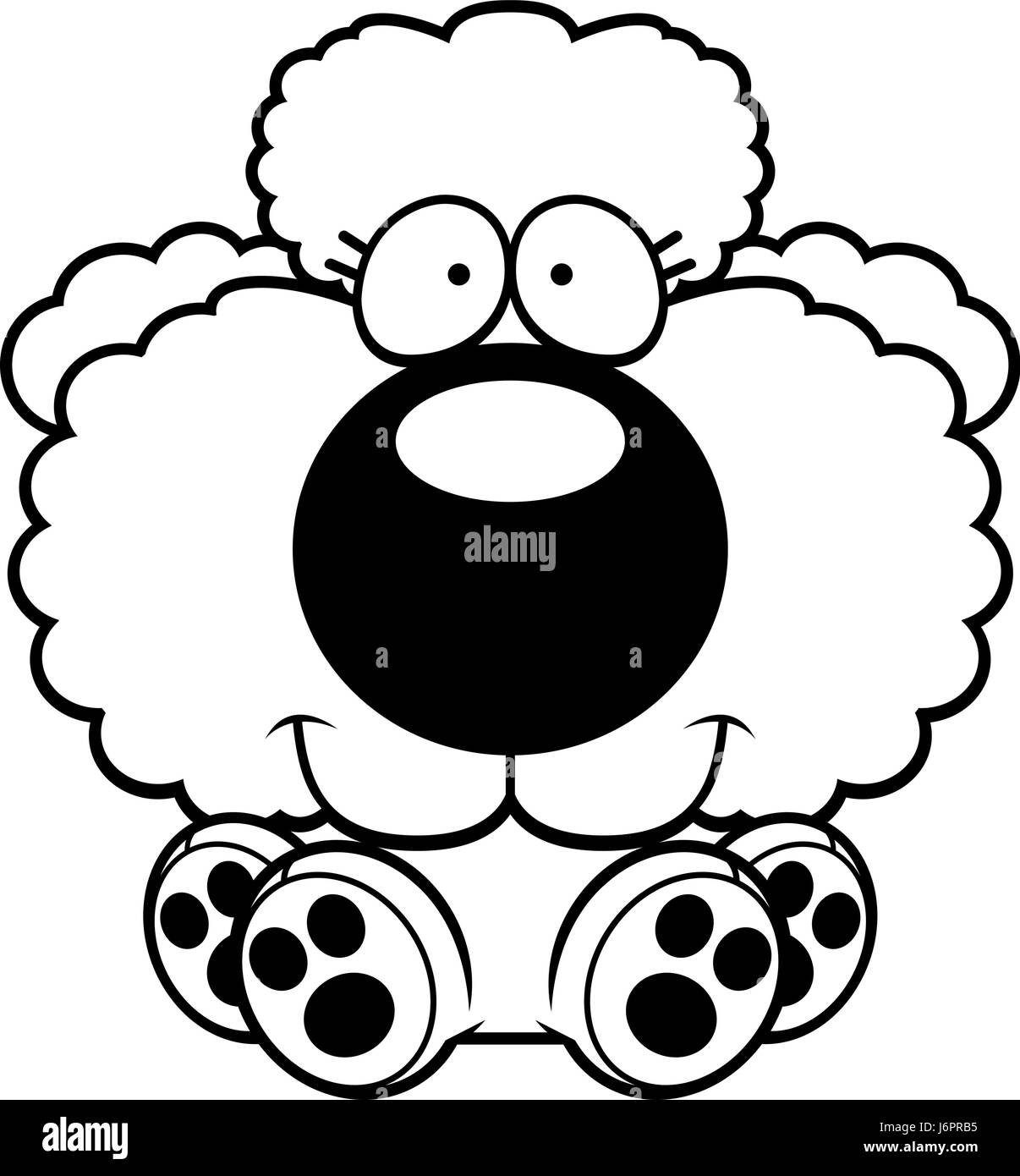 Illustration d'une caricature d'un caniche puppy sitting and smiling. Illustration de Vecteur