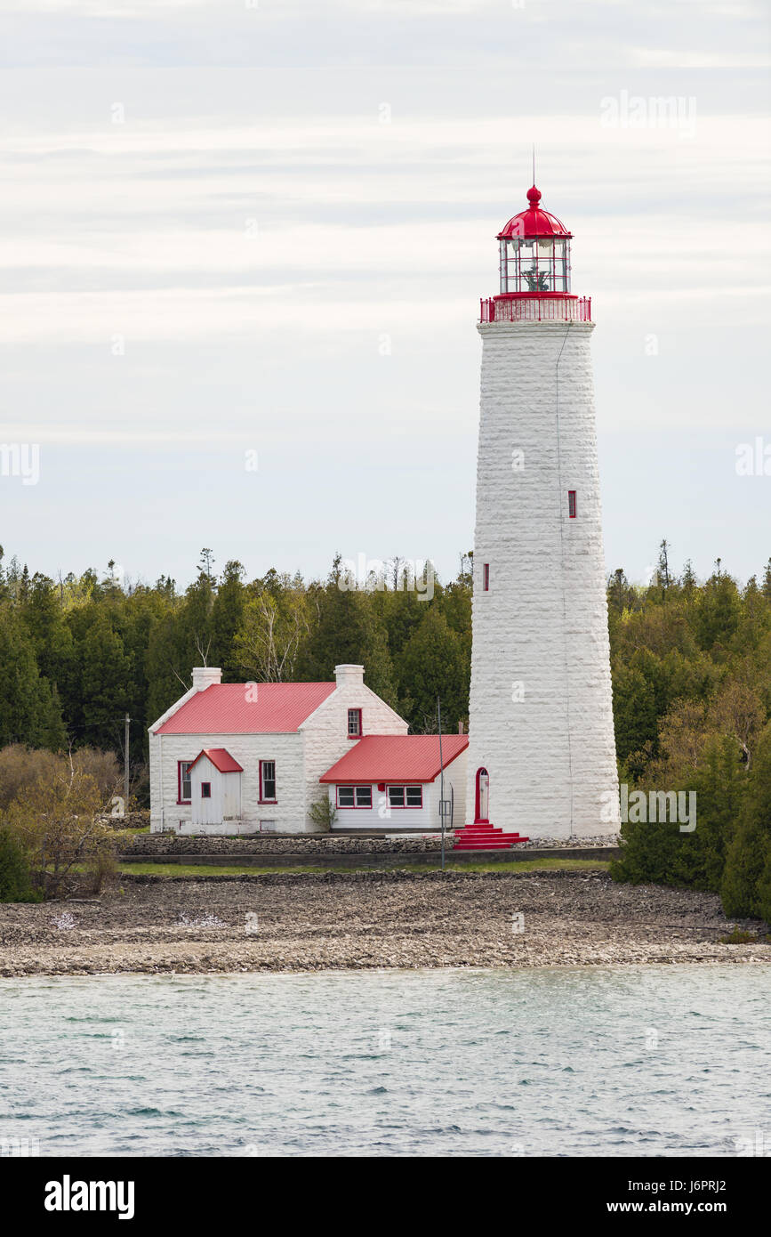 Phare de Cove Island et le lac Huron, Ontario, Canada Banque D'Images