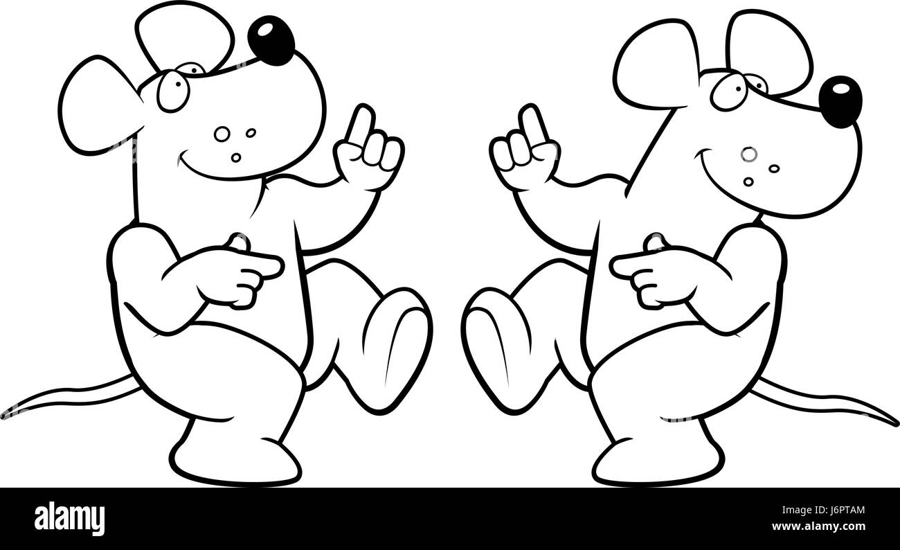 Une bonne caricature danse de rat et souriant. Illustration de Vecteur
