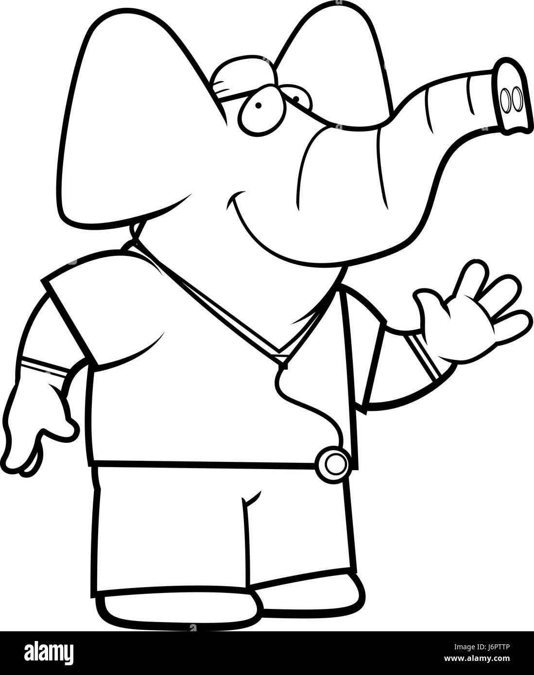 Illustration d'une caricature d'un éléphant médecin dans scrubs. Illustration de Vecteur