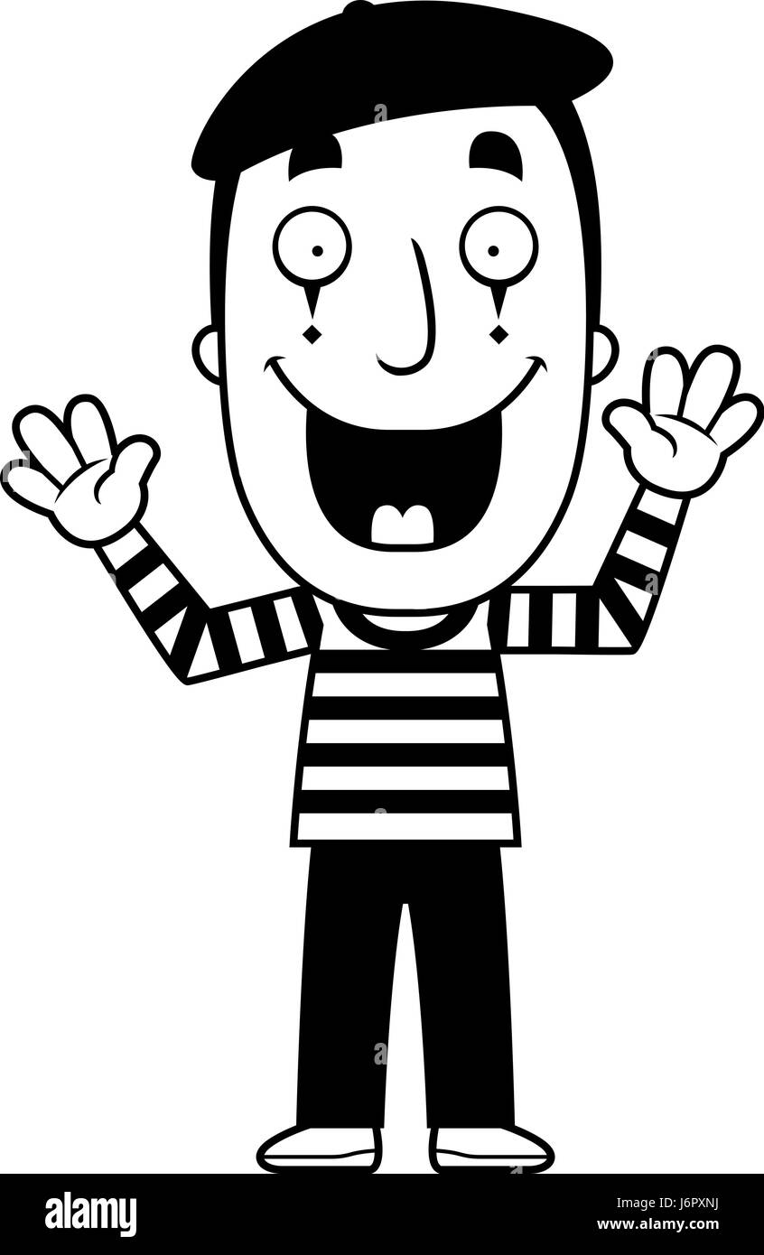 Un cartoon illustration d'un mime en souriant. Illustration de Vecteur