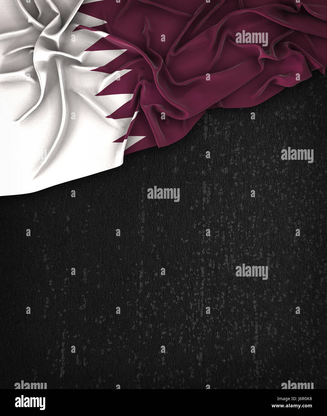 Le Qatar sur un drapeau Vintage Grunge Black Tableau avec l'emplacement pour un texte Banque D'Images