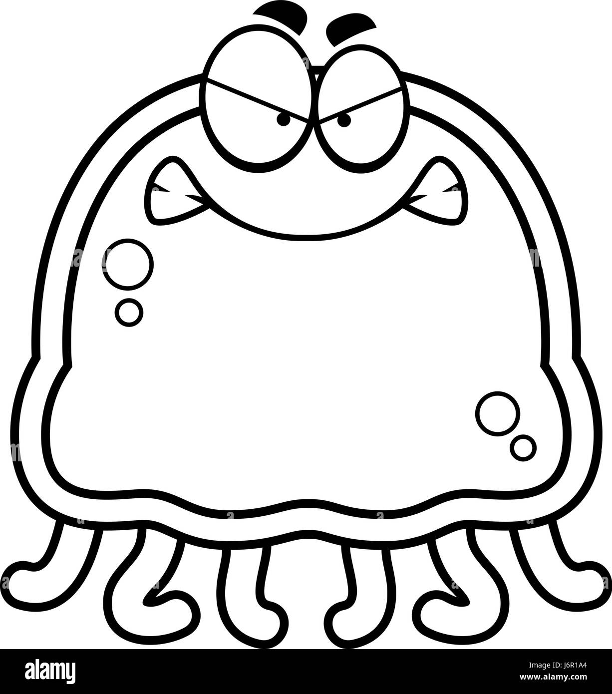 Illustration d'une caricature d'une méduse à la colère. Illustration de Vecteur