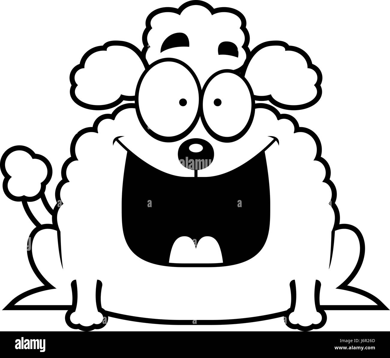 Illustration d'une caricature d'un caniche à peu heureux. Illustration de Vecteur