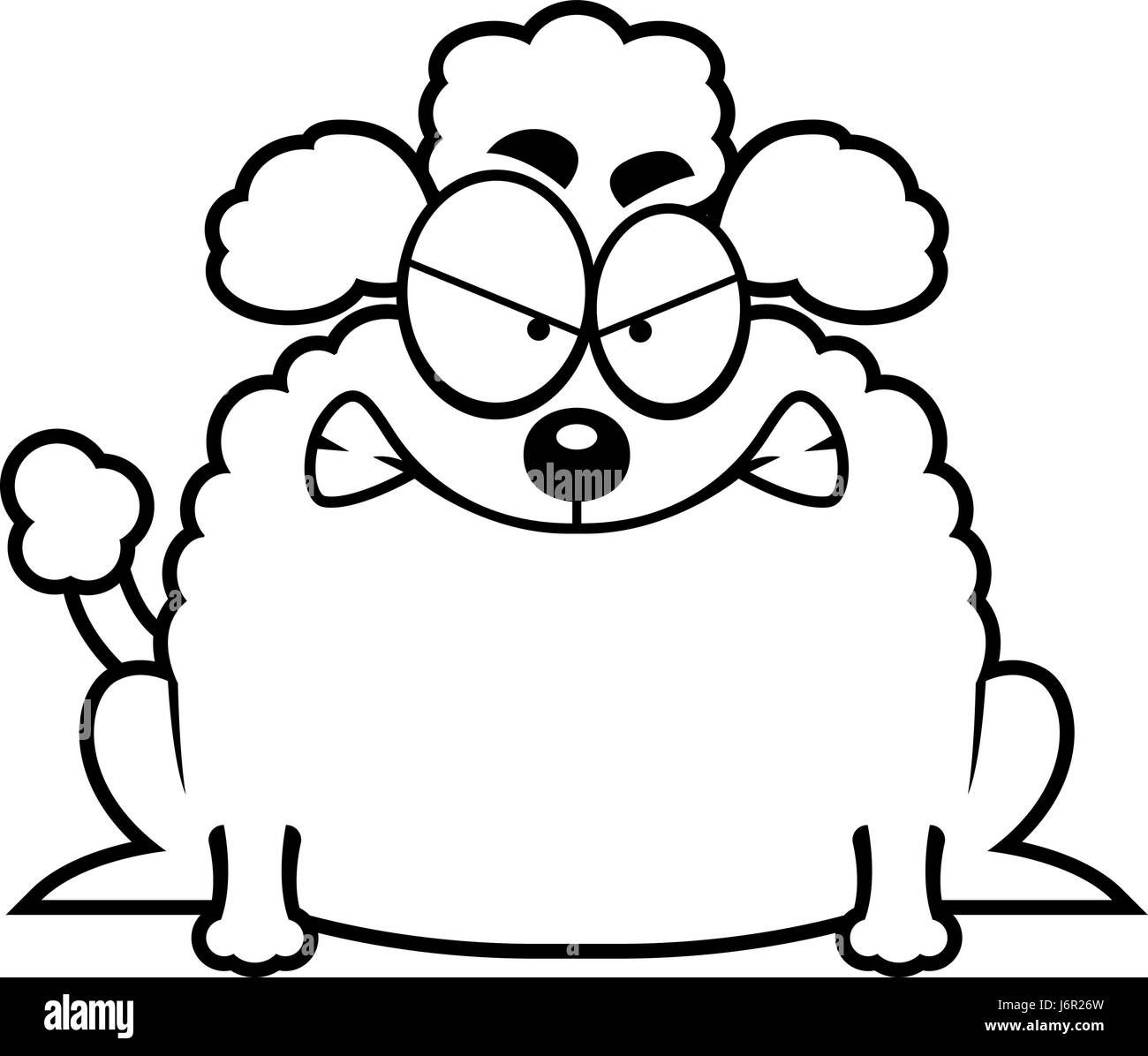 Illustration d'une caricature d'un petit caniche à Mad. Illustration de Vecteur