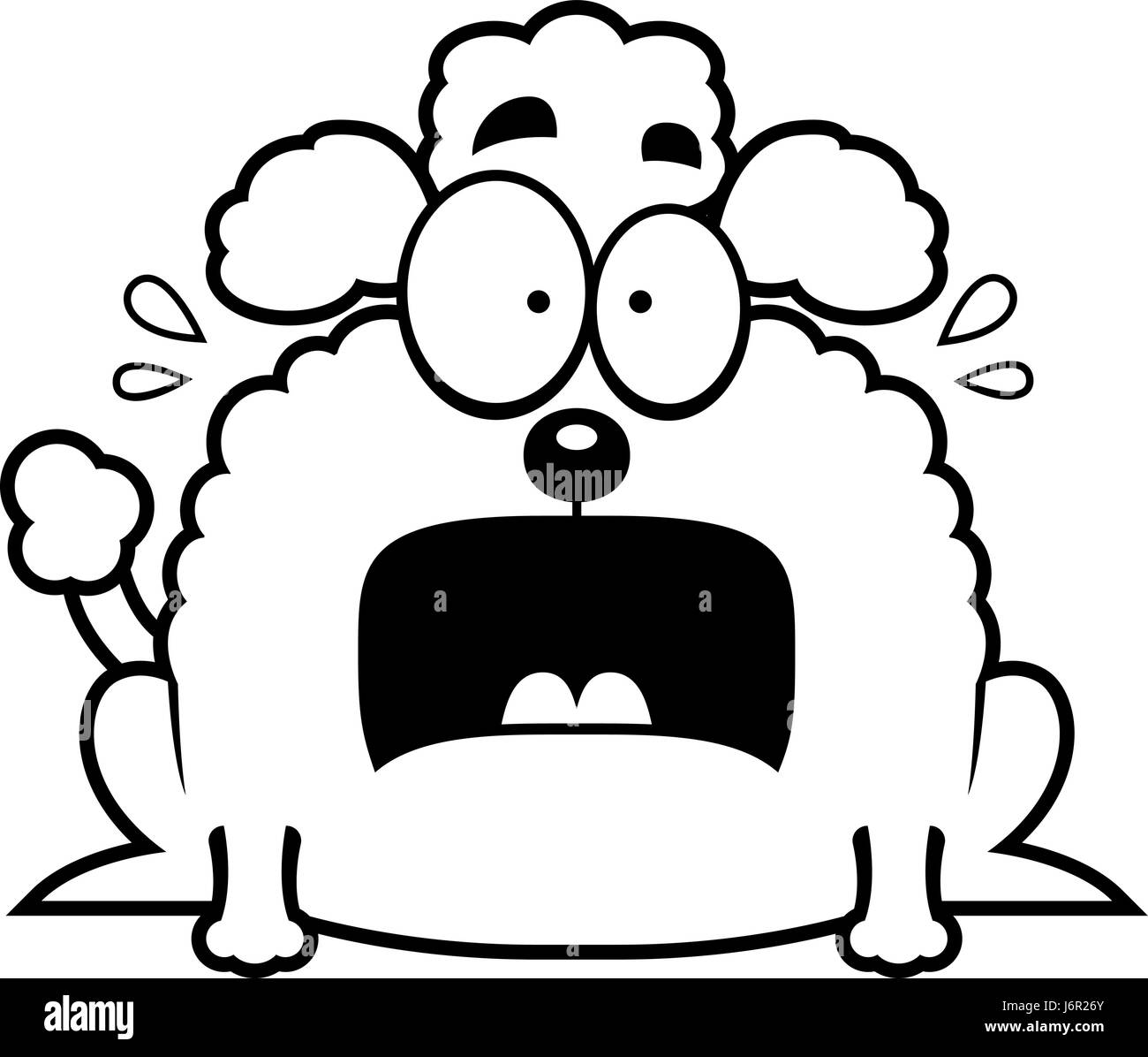 Illustration d'une caricature d'un petit caniche à terrifié. Illustration de Vecteur