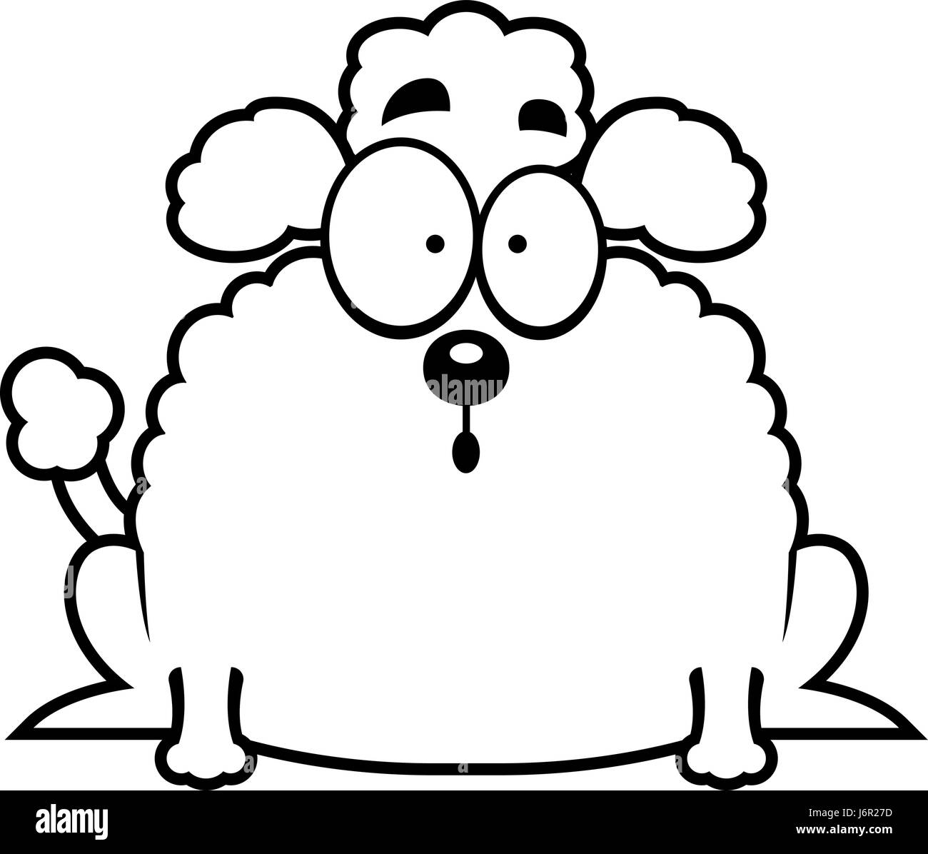 Illustration d'une caricature d'un petit caniche à la surprise. Illustration de Vecteur