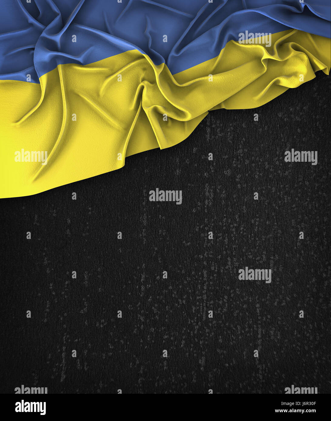 Drapeau de l'Ukraine sur un Grunge Vintage Tableau noir avec un espace réservé au texte Banque D'Images