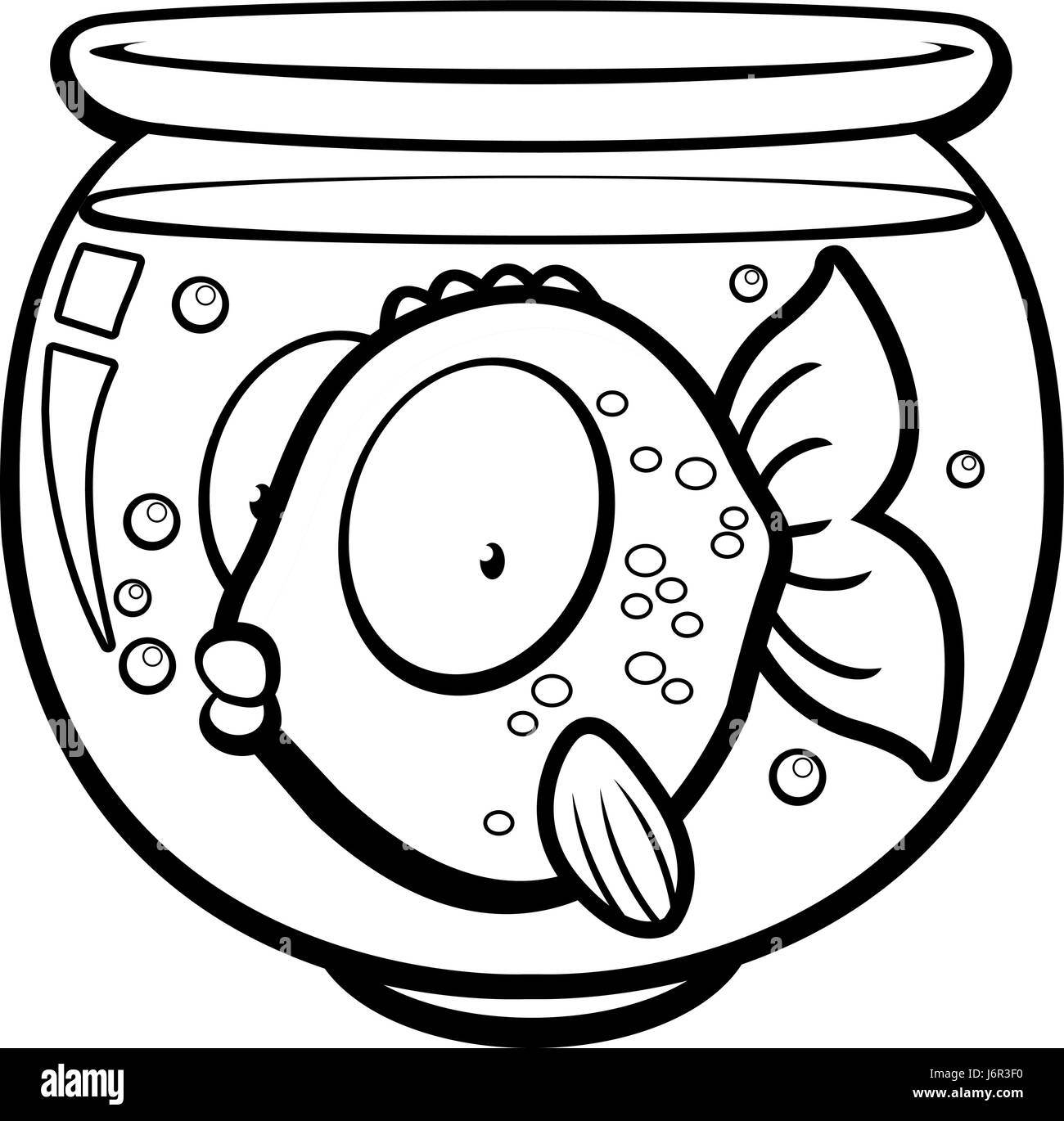 Un dessin de poissons rouges dans un bol en verre. Illustration de Vecteur