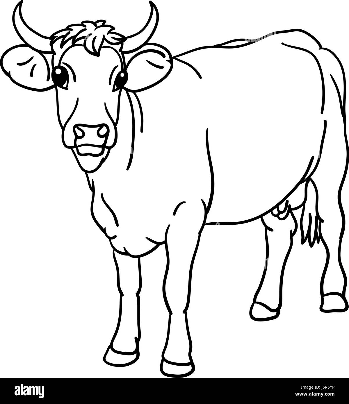 Illustration des animaux isolés tirage vache mammifère animal isolé d'art agriculture Banque D'Images