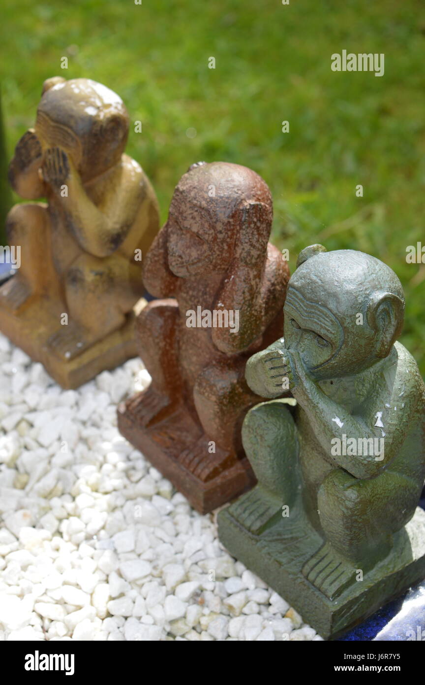 Trois Singes sages Banque D'Images