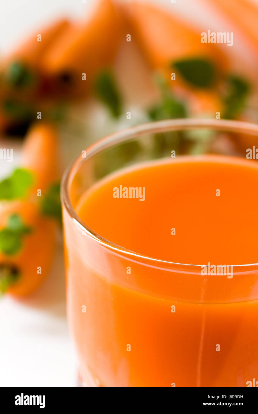 Vitamines Vitamines jus diète végétarienne carotte macro macro close-up admission Banque D'Images