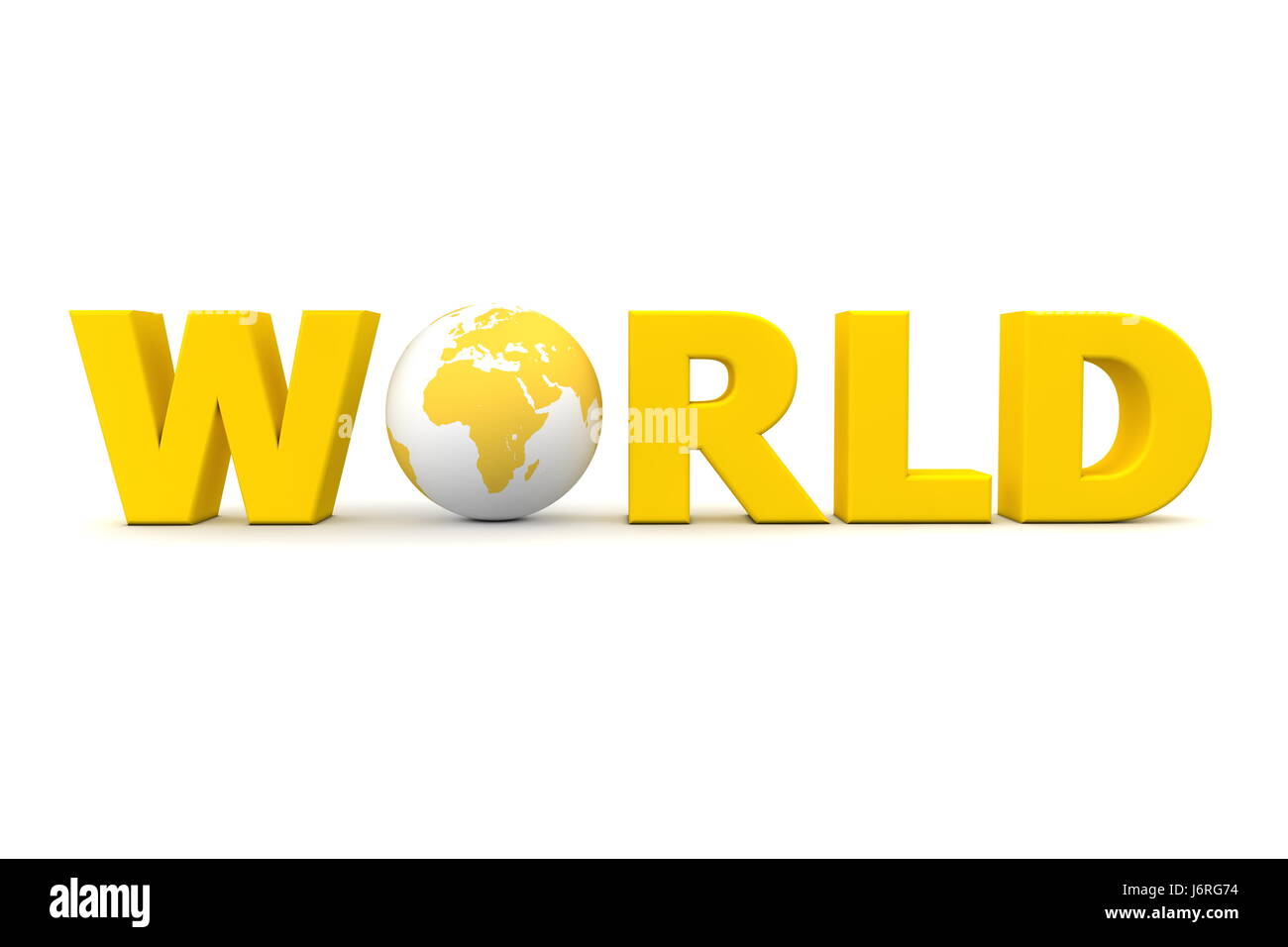 Mot monde planète terre monde carte du monde carte du monde atlas eco jaune Banque D'Images