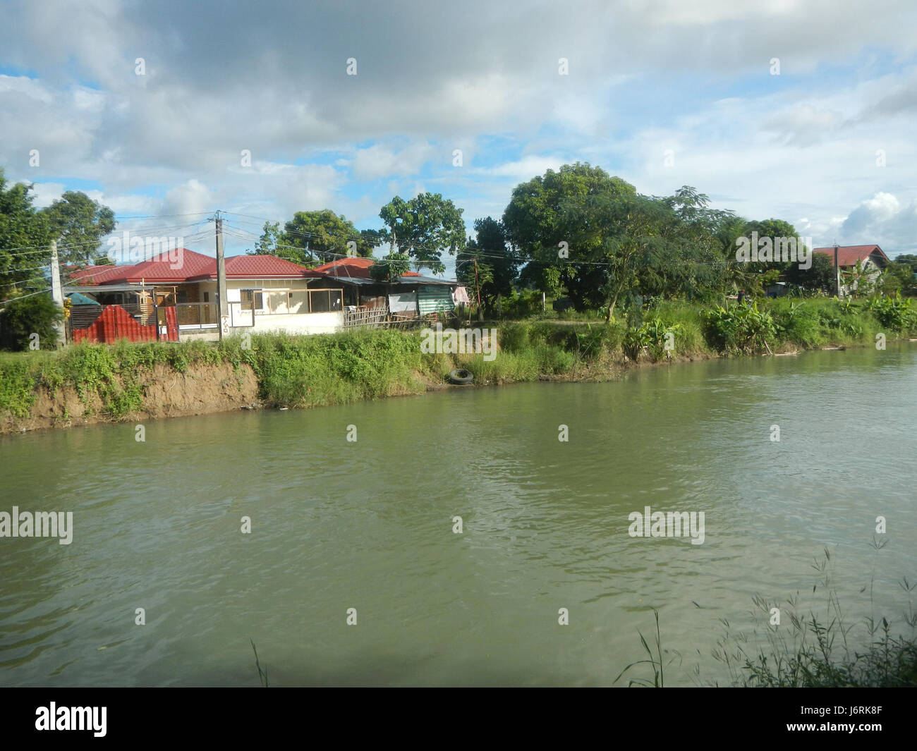 08723 arbres de canaux d'irrigation des rizières ferme au marché Road 07 Talampas Bustos Bulacan Banque D'Images