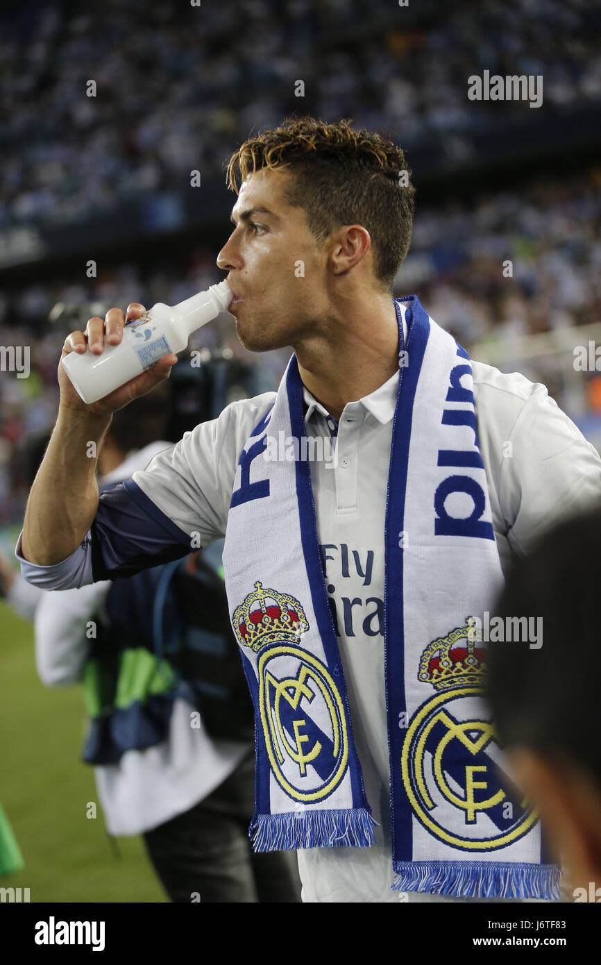 Cristiano Ronaldo au cours de l'espagnol La Liga Santander match de foot entre Malaga vs Real Madrid. La Rosaleda Stadium le 21 mai 2017. Banque D'Images