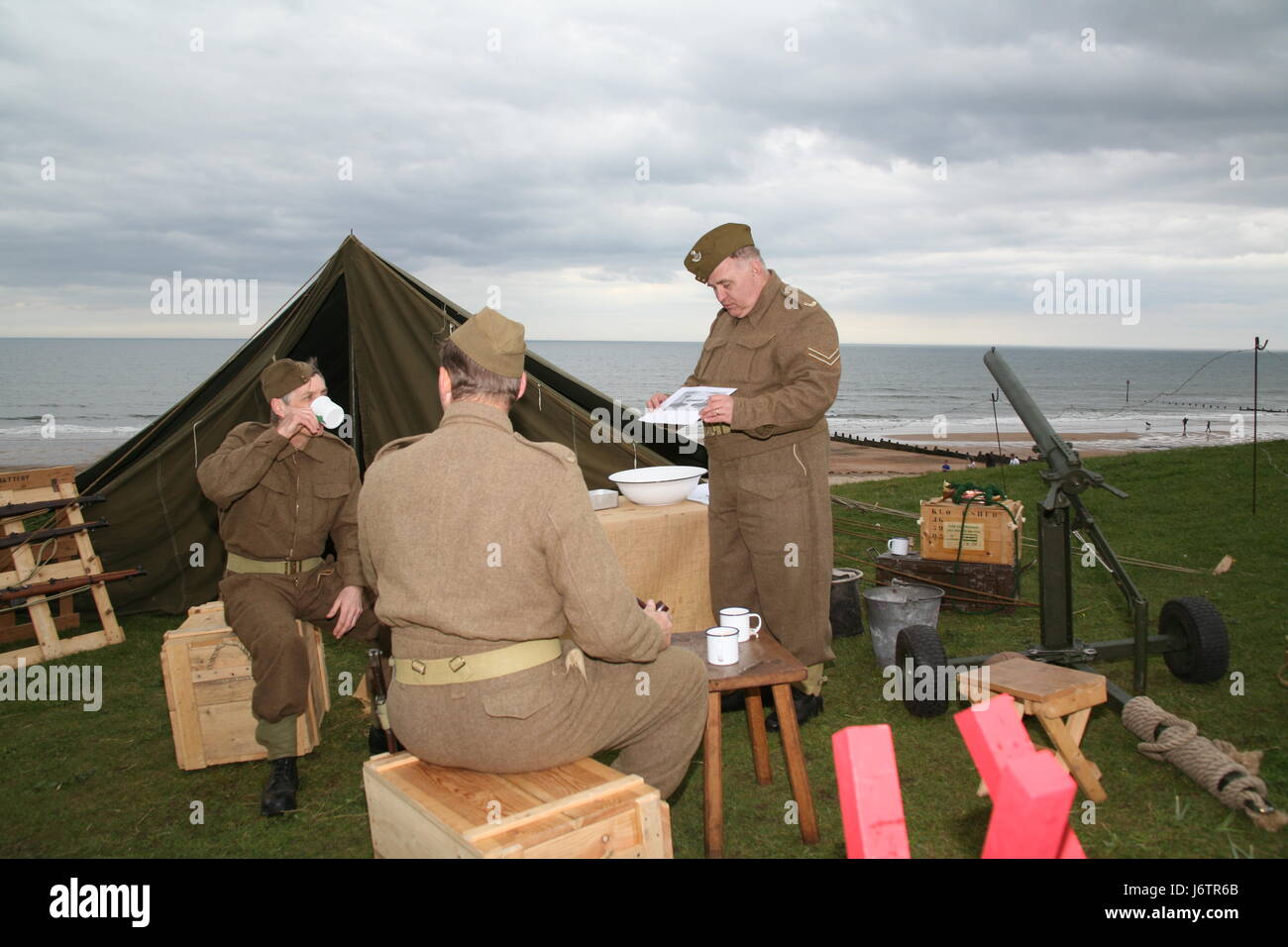 Batterie Blyth Goes to War Re-enactment événement à batterie d'artillerie de défense, Blyth, Northumberland, Angleterre Banque D'Images