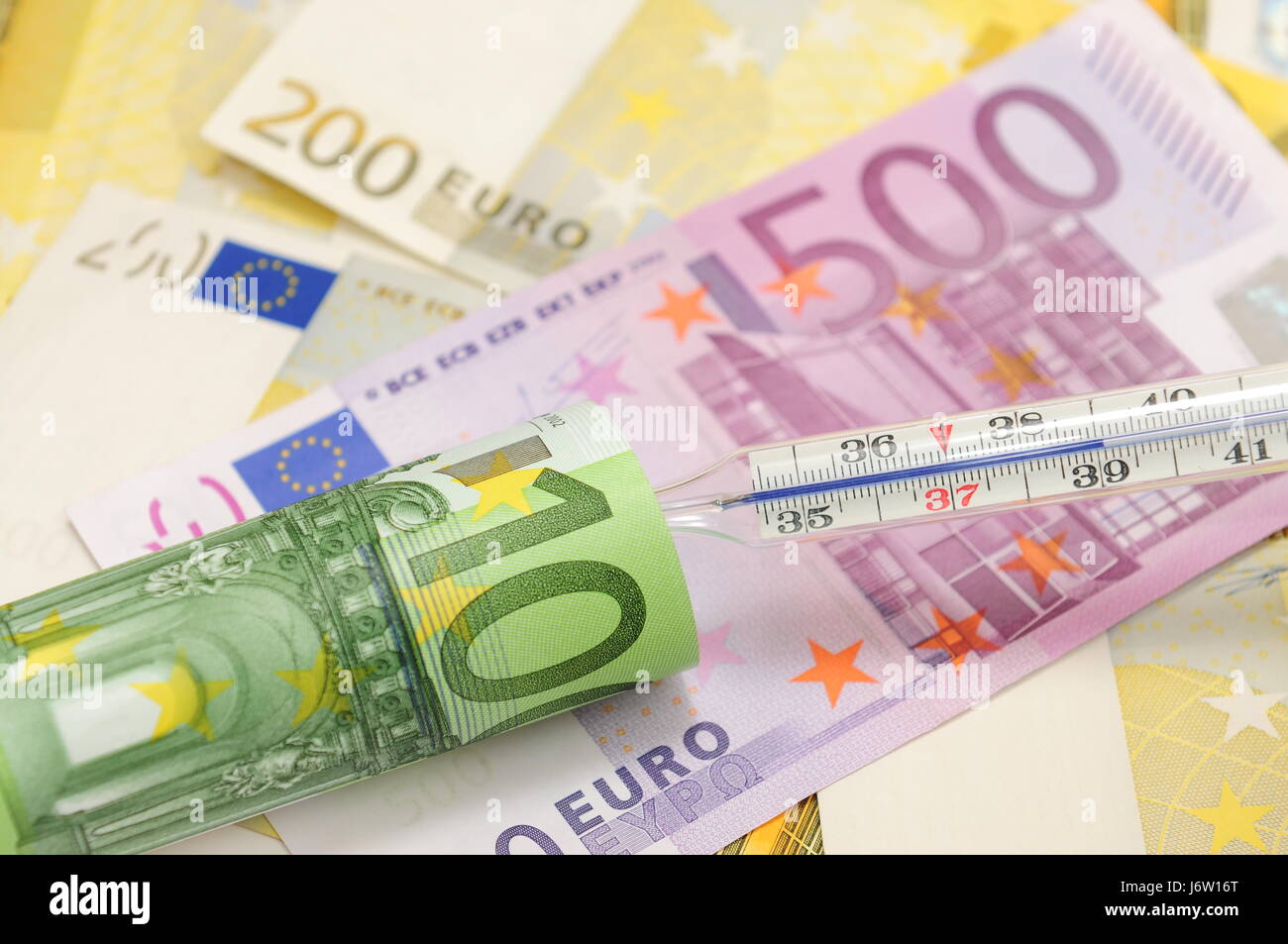 Monnaie euro bank note shine note épreuves argent payer europe date heure time Banque D'Images