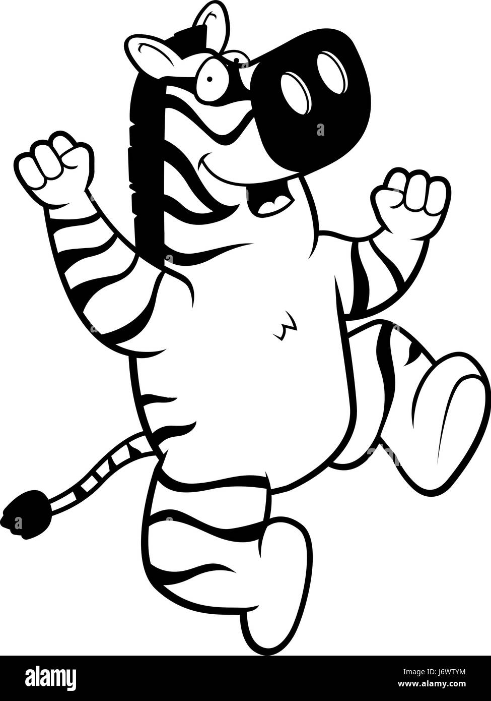 Une bonne caricature zebra sautant et souriant. Illustration de Vecteur