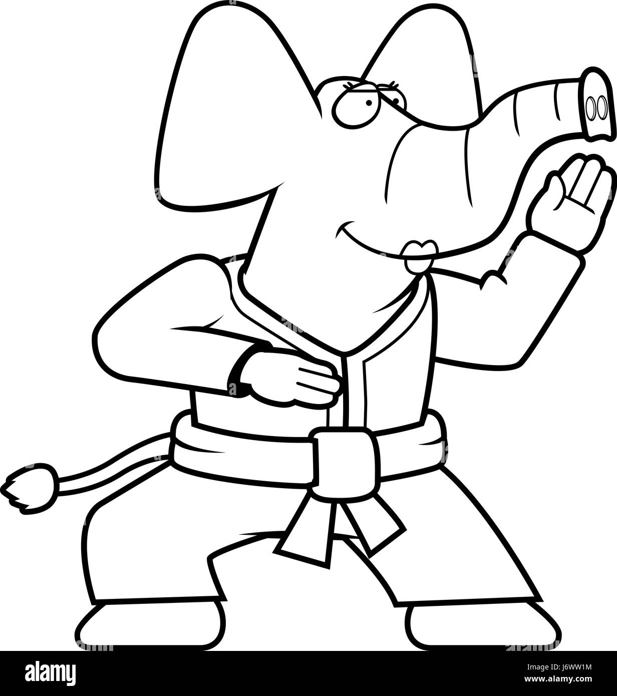 Un dessin animé faisant l'éléphant dans un karaté gi. Illustration de Vecteur