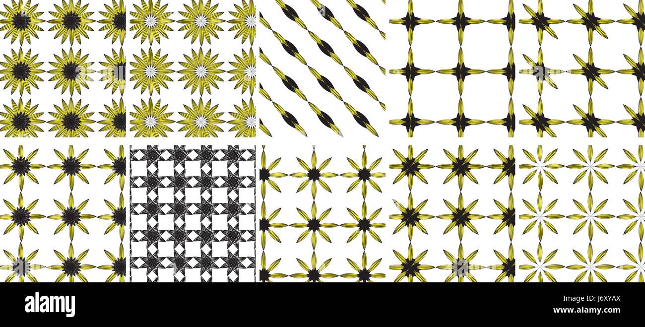 Modèle sans couture d'été avec des fleurs de Tournesol jaune. Village d'arrière-plan sans fin, répétant la texture. Vector illustration,10 à 1 ou 10 dans un mega p Illustration de Vecteur