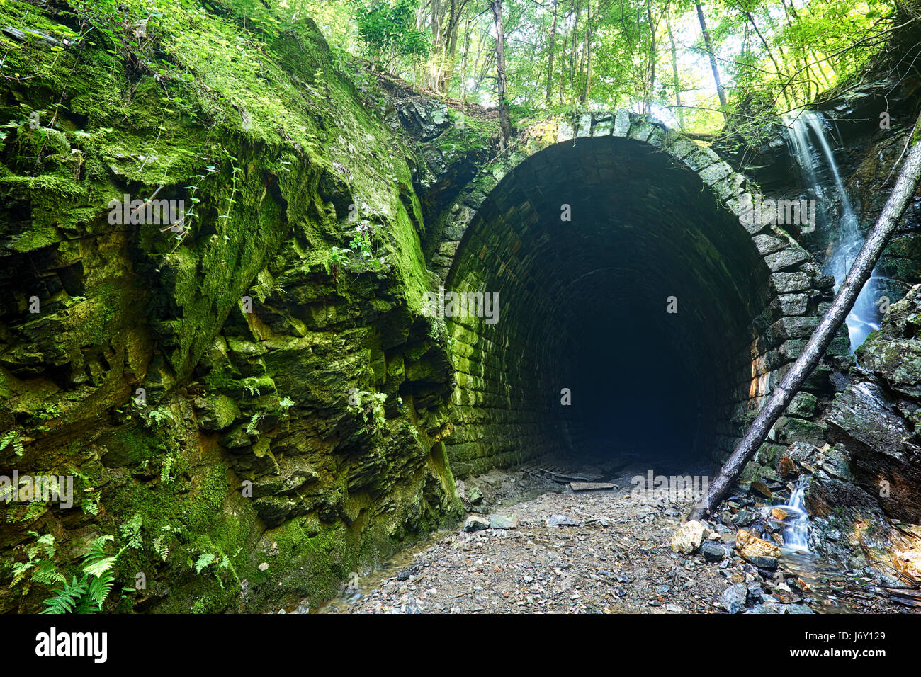 Green valey avec vieux tunnel Banque D'Images