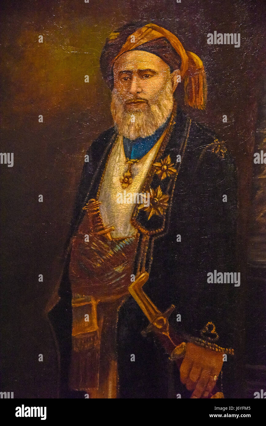 Oman Muscat Musée National une peinture de Sir Sayyid Ali bin Salim alBusaidi, un célèbre